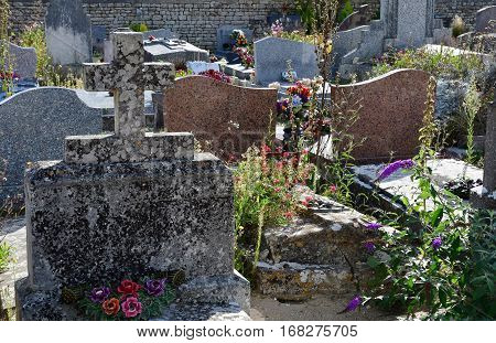 Loix France - september 26 2016 : the cemetery