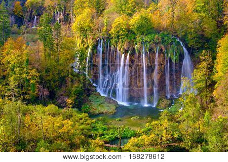 Waterfalls Of Plitvice National Park In Croatia