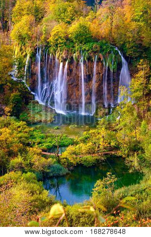 Waterfalls Of Plitvice National Park In Croatia