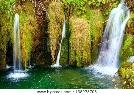 Beautiful Waterfall At  Plitvice National Park