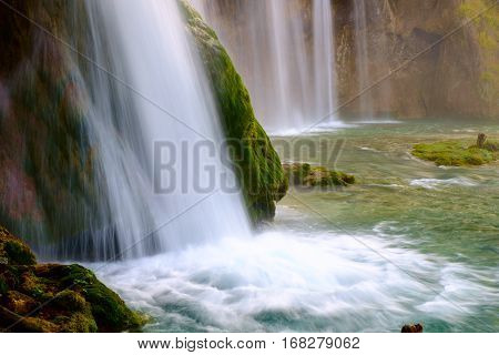 Beautiful Waterfall At  Plitvice National Park
