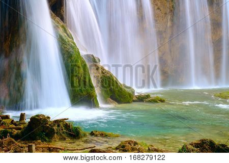 Beautiful Waterfall At  Plitvice National Park