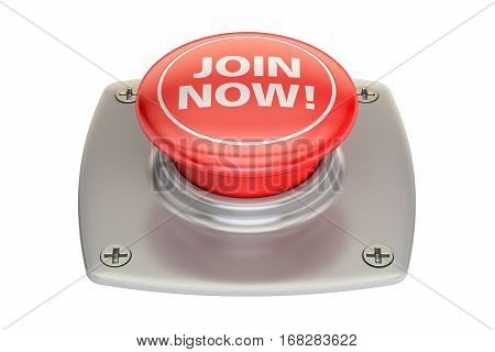 Join Now Red button 3D rendering isolated on white background
