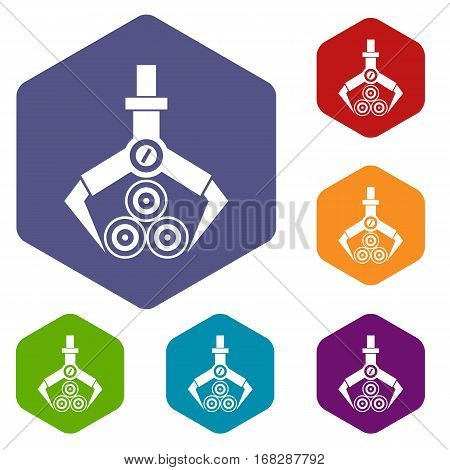 Log loader icons set rhombus in different colors isolated on white background