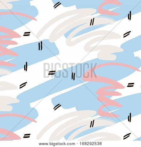 Vector fancy creative contemporary hand Drawn texture. Hipster memphis cards. Texture nineties, eighties pattern. Modern abstract decoration poster, cover, card design. Pastel pink blue beige.