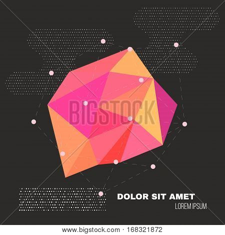 3D Low Polygon Geometry Background. Abstract Polygonal Geometric Shape. Lowpoly Minimal Style Art. Vector Illustration.