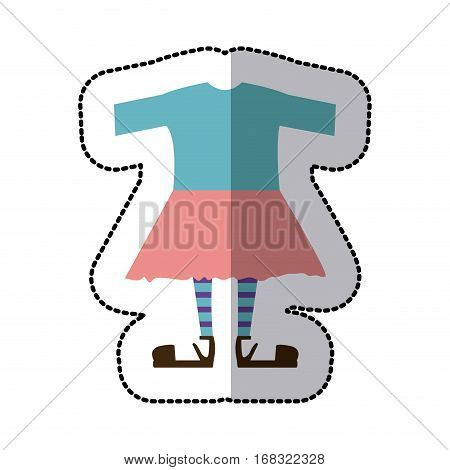 sticker color silhouette with female clothing pijama vector illustration