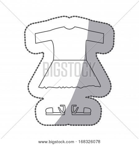 contour with girl clothing pijama with skirt vector illustration