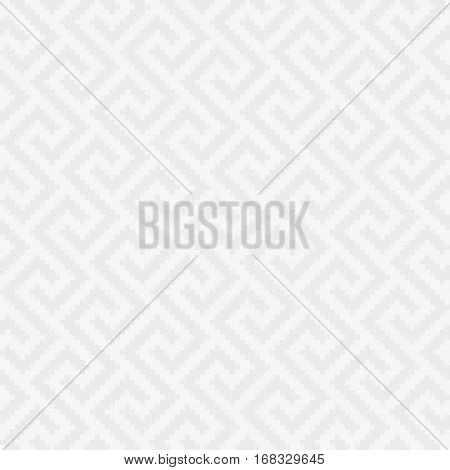 White Meander Pixel Art Pattern. Neutral Seamless Pattern for Modern Design in Flat Style. Tileable Greek Key Vector Background.