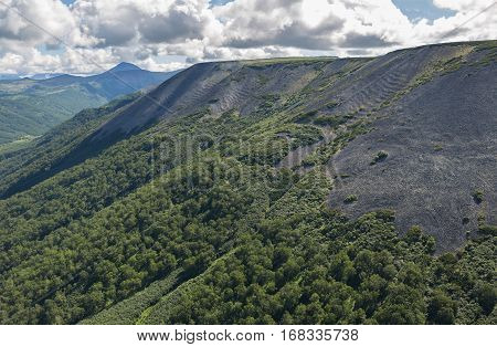 Kronotsky Nature Reserve on Kamchatka Peninsula. View from the helicopter.