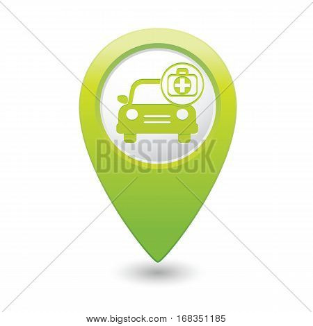 Medical icon with cross on green map pointer