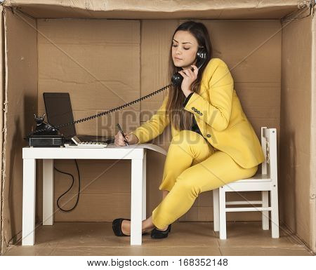 Business Woman Talking On The Phone And Making Notes At One Time