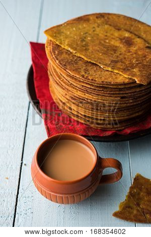 Indian famous delicious Fenugreek khakra or kasuri methi, gujarathi or gujrati snacks