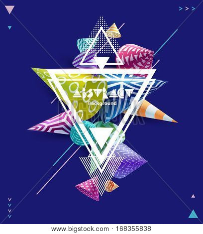 Abstract colorful poster with geometric 3D elements