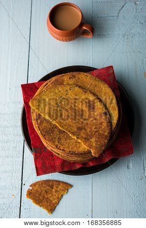 Indian famous delicious Fenugreek khakra or kasuri methi, gujarathi or gujrati snacks