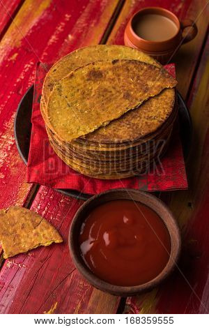Indian famous delicious Fenugreek khakra or kasuri methi, gujarathi or gujrati snacks