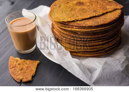 Indian famous delicious Fenugreek khakra or kasuri methi, gujarathi or gujrati snacks