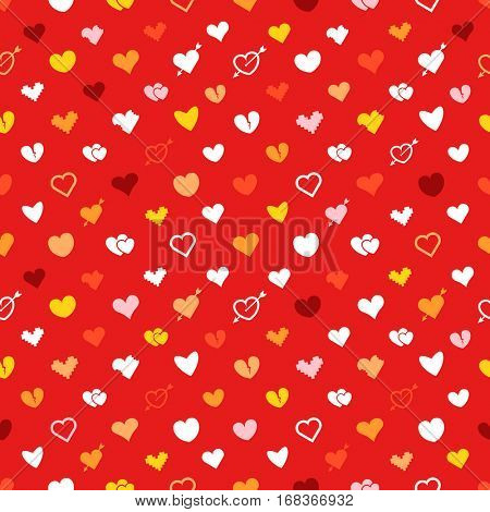 Different abstract hearts pattern. Valentines greeting card layout