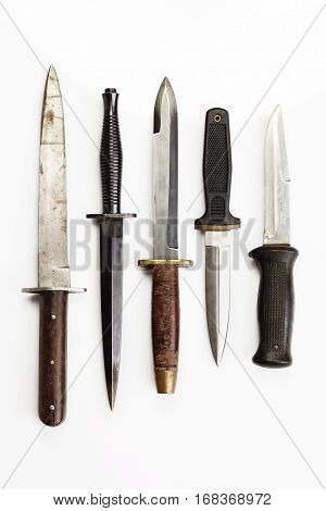 Selection of used combat and fighting knives