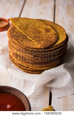 Indian famous delicious Fenugreek khakra or kasuri methi, gujarathi or gujrati snacks