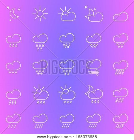 set with different weather icon with colorful background