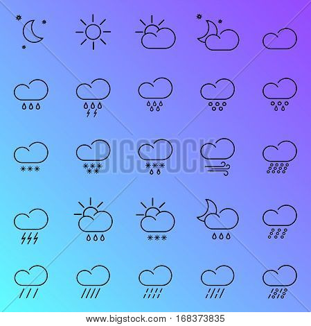 set with different weather icon with colorful background