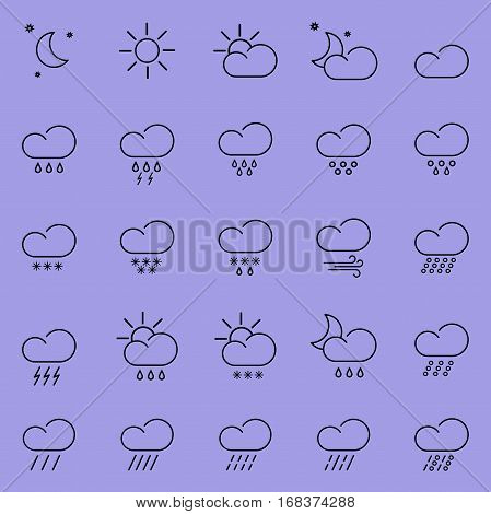 set with different weather icon with colorful background