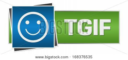 TGIF text alphabets written over green blue background.