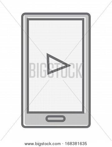 Mobile phone isolated on white. Video marketing. Approaches, methods and measures to promote products and services based on video. Online video, internet technology and media social marketing