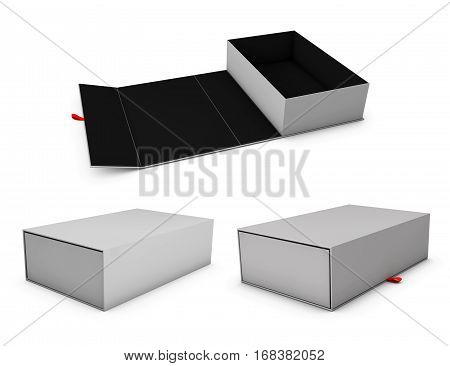 3d Illustration of Three realistic empty software boxes with sections for your product
