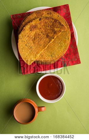 Indian famous delicious Fenugreek khakra or kasuri methi, gujarathi or gujrati snacks