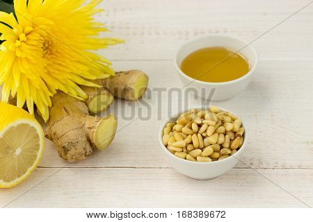 Pine Nuts With Ginger, Lemon And Honey