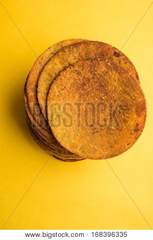 Indian famous delicious Fenugreek khakra or kasuri methi, gujarathi or gujrati snacks