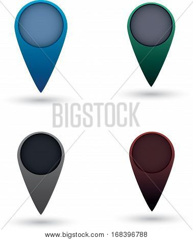 Set of map pointers. Map pointer. Vector illustration.