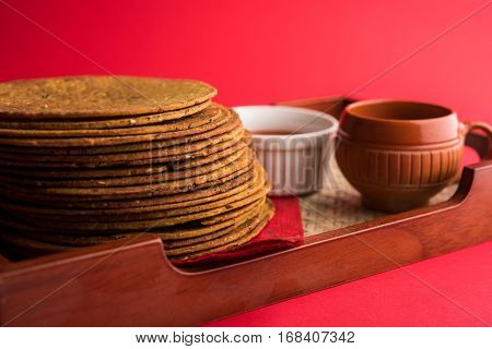 Indian famous delicious Fenugreek khakra or kasuri methi, gujarathi or gujrati snacks