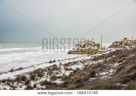 Guardamar Dunes, Alicante, Spain
Panoramic landscape at Guardamar Dunes, Alicante, Spain, after a historic snowfall.