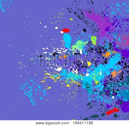 Abstract vector background with bright multicolored splatters.