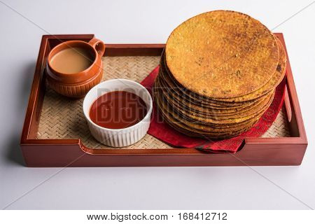 Indian famous delicious Fenugreek khakra or kasuri methi, gujarathi or gujrati snacks