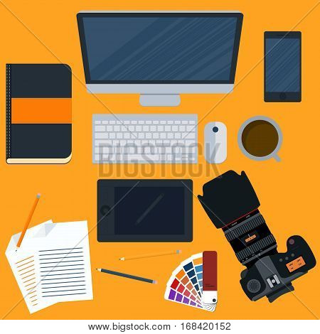 Vector illustration of a workplace designer. Stock vector