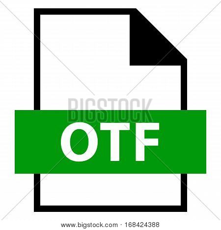 Use it in all your designs. Filename extension icon OTF Open Type Font in flat style. Quick and easy recolorable shape. Vector illustration a graphic element.