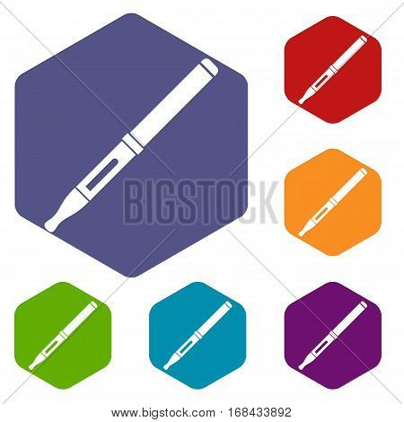 Mod and clearomizer in the kit icons set rhombus in different colors isolated on white background