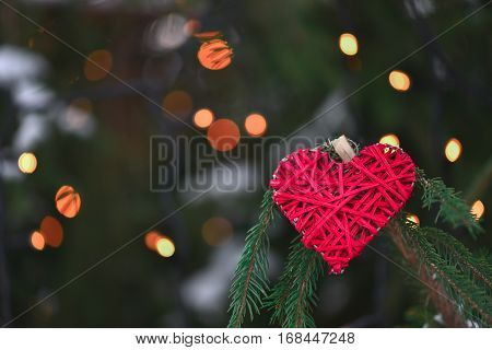Red Handmade Heart On Branches