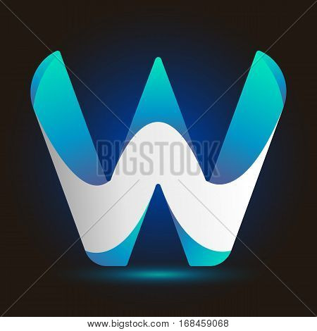 Letter W icon and logo template.  New design typographic. twisted blue and white line