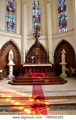 Fleury sur Andelle France - september 7 2016 : the Notre Dame de la Vallee church