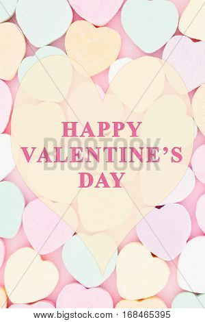 Old fashion Valentine's greeting Retro heart shaped candy with text Happy Valentine's Day