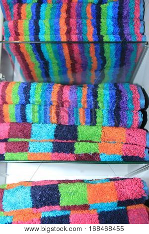 Colorful Stacked Towels In A Luxerious Store