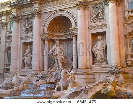 Famous Fountain di Trevi in Rome Italy