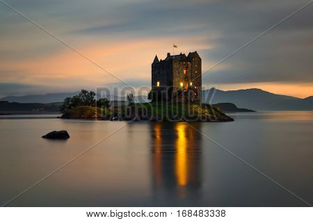 Stalker Castle in late evening Highlands Scotland