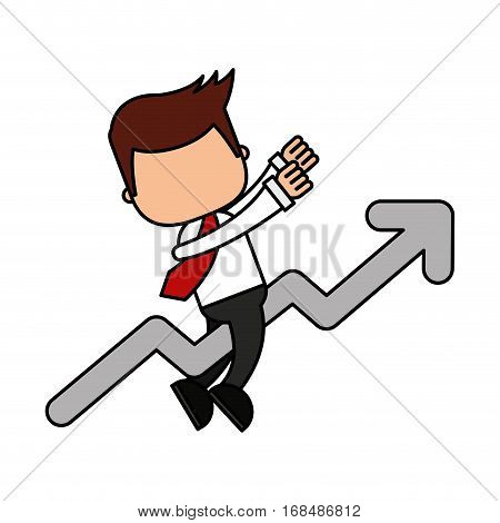 businessman funny with arrow character icon vector illustration design