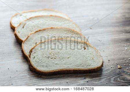 Fresh bread on wood background Apartment will post pictures of bread on a wooden Board.